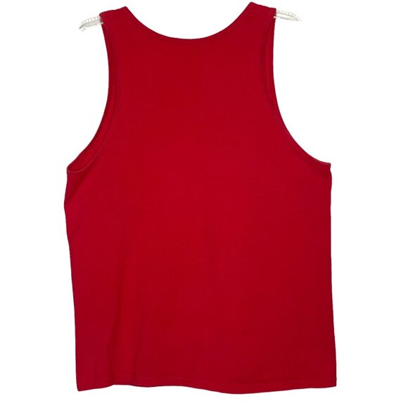 Fruit of the Loom Platinum Mens Tank Top Red with Black Gray White Flags Size M - Picture 3 of 8